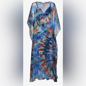 Chloe Tie Dye Silk Caftan & Maxi Slip dress Blue Multicolor Size 38 $4032 NEW
